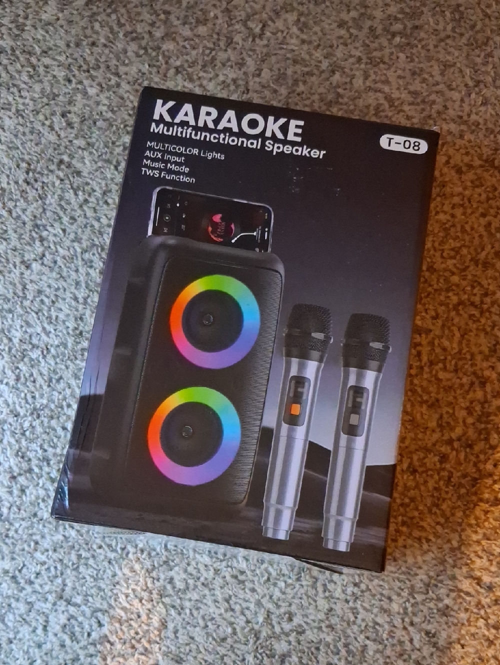NIB Karaoke Multifunctional Speaker 3M T-08 with Dual Microphones - Black